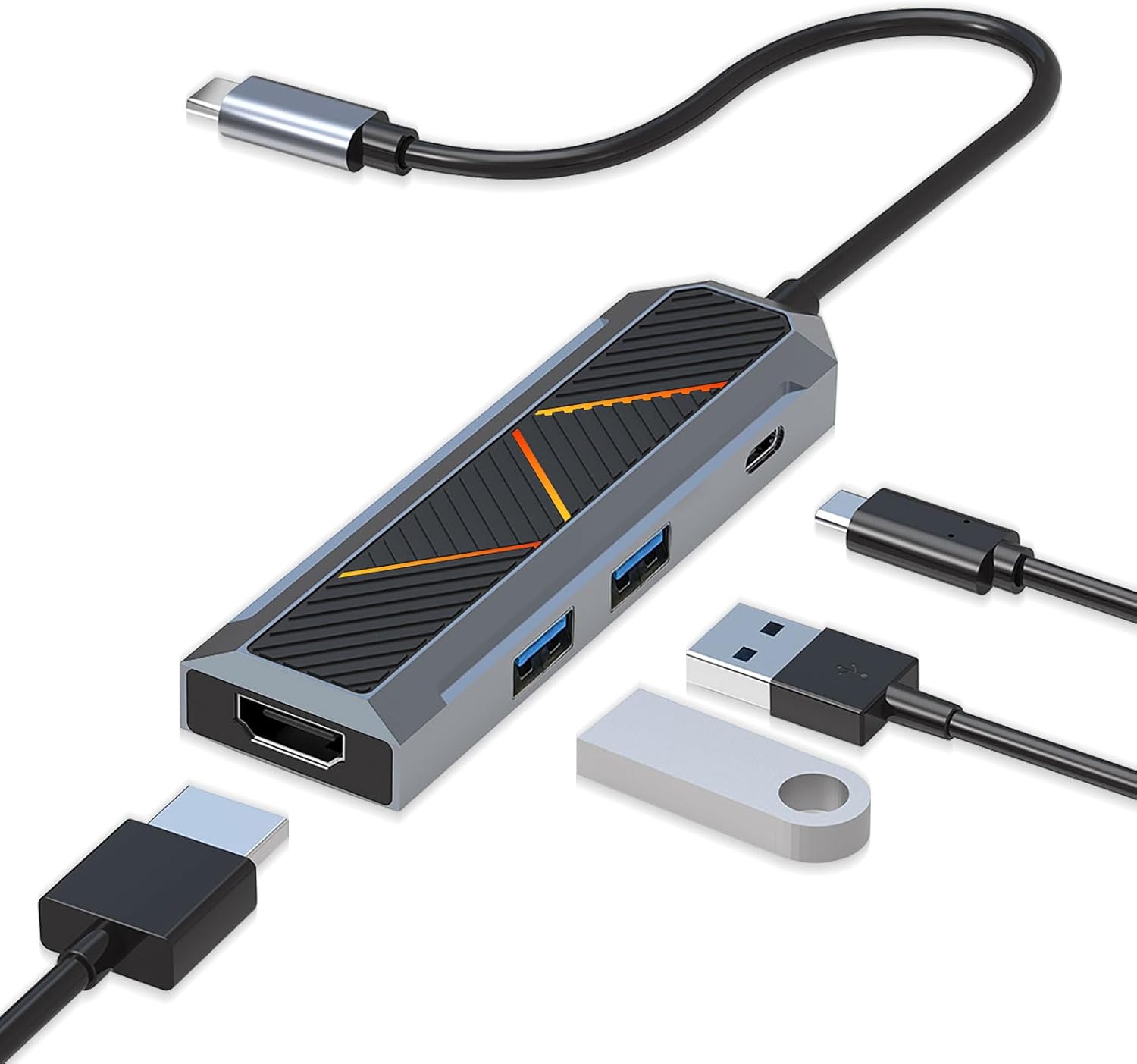 4-in-1 USB-C Hub met 4K 60Hz HDMI Splitter