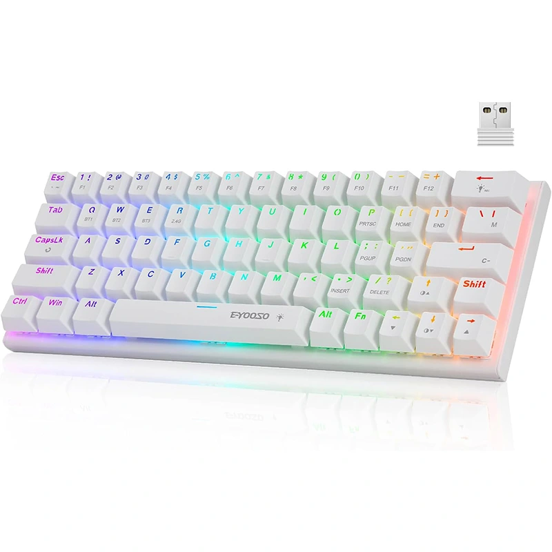 63 RGB-sleutels draadlose BT 2.4GHz tipe-c Meganiese Speletjie-sleutelbord