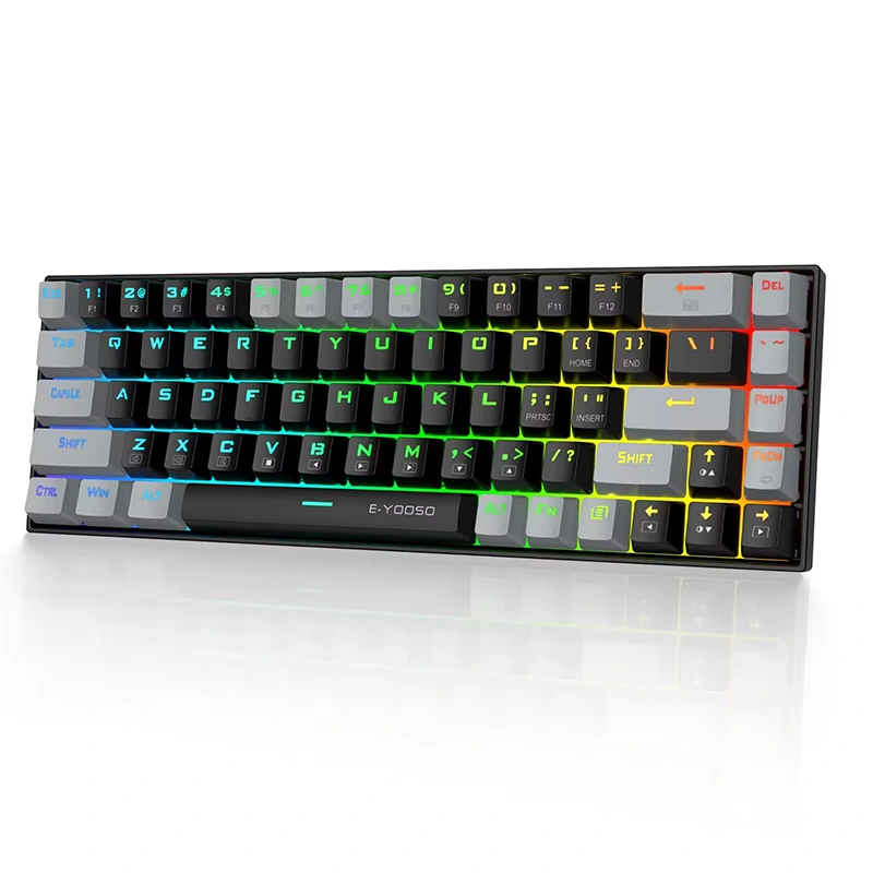 68-sleutels RGB-bedraad meganiese speletjie-sleutelbord