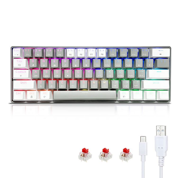 Draagbare 60% RGB meganiese speletjie-sleutelbord