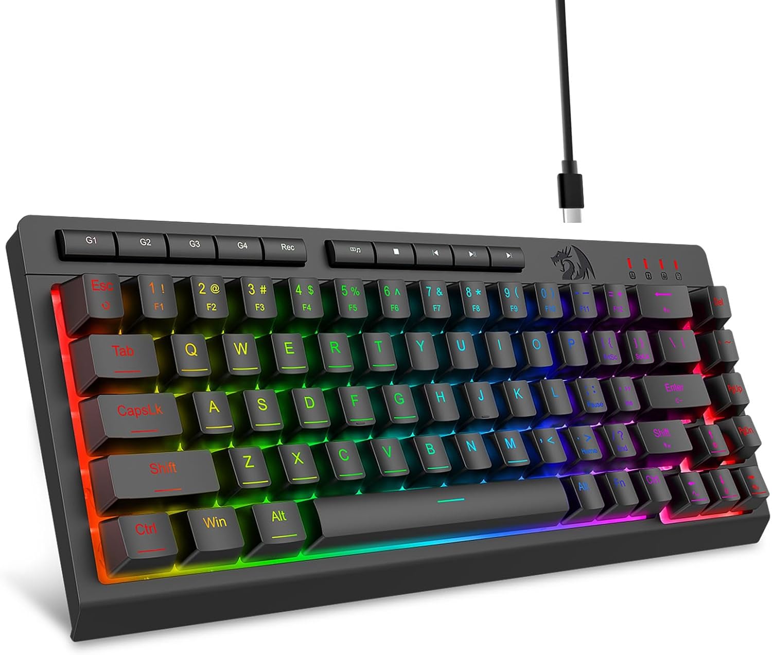 Swart K519 Wired Gaming RGB Backlit-sleutelbord