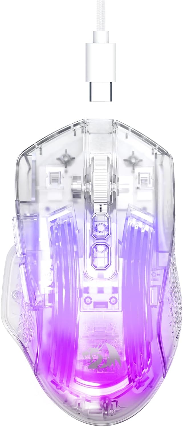 Wit M695CT 24 000 DPI 8 RGB LED-agtergrondverligte-modus Bedraad-speletjiemuis